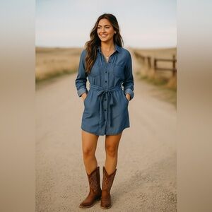 Uniqlo Blue Long Sleeve Dress